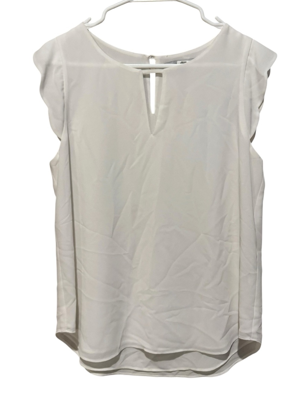 Naked Zebra White Sleeveless Keyhole Blouse